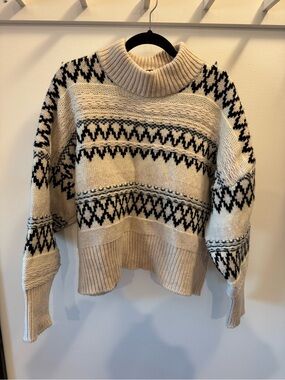 rag & bone Cream and Black Fair Isle Turtleneck Sweater